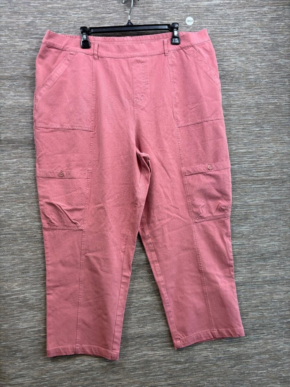 AnyBody All Stretch Twill Cropped Utility Pants Womens Size 1X Pink A636362 NEW